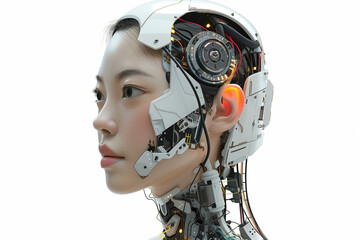 アジア人女性のサイボーグ、未来的なイメージ