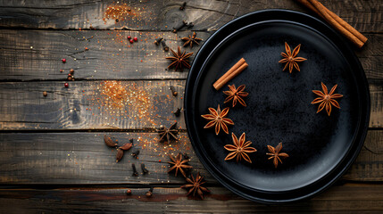 Food Spices and Ingredient Concept. Flat lay top view 