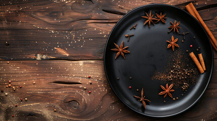 Food Spices and Ingredient Concept. Flat lay top view 