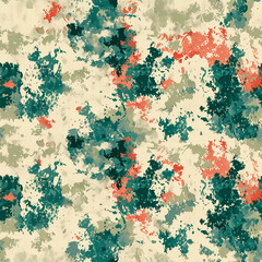 Camouflage pattern in green and red on a seamless background