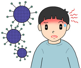 病気・疾病のイラスト - アデノウイルス感染症・発熱・高熱・子供