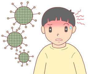 病気・疾病のイラスト - アデノウイルス感染症・発熱・高熱・子供