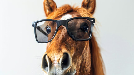 Horse wearing glasses
