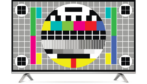 Modern oled tv screen shows screen color test pattern