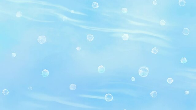 泡が立ちのぼる水中の涼しげなループアニメーション。リラックス感あふれる水彩タッチの映像。