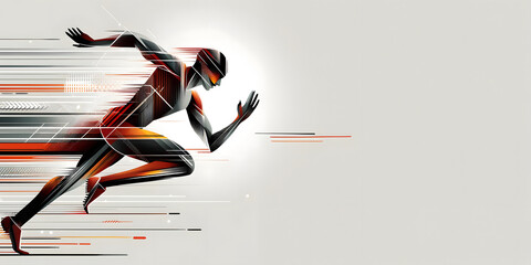 Dynamic Runner in Abstract Motion - Conceptual Athleticism Illustration
