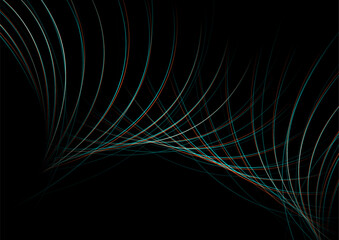 Blue orange minimal wavy lines abstract futuristic tech background. Vector digital art design