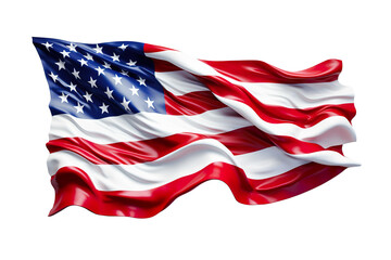 3D illustration USA America flag on white isolated background PNG
