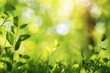 Naklejka premium Blurry grass and leaves outdoors