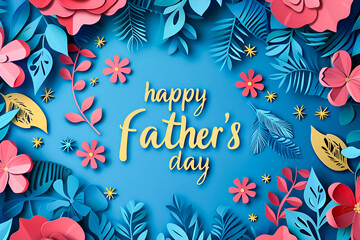 Words Happy Father's Day on blue background