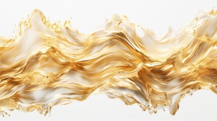 Abstract golden liquid waves on white background. Generative AI - 793871789