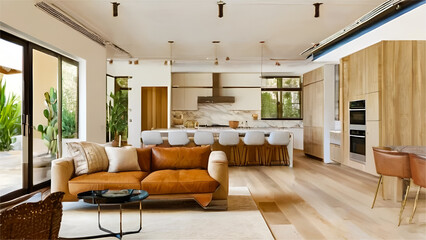 Interior design home bedroom living room with luxury sofa and chairs 