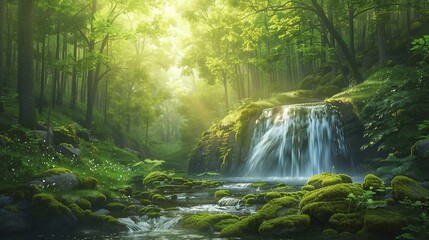 Obraz premium Waterfall in the forest