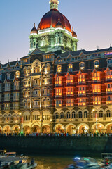 Taj Mahal Palace Hotel at twilight, Mumbai, India. - obrazy, fototapety, plakaty