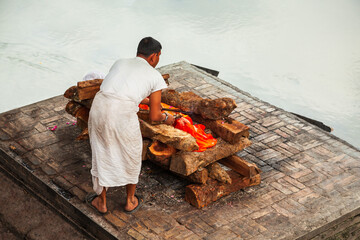Hindu cremation near Pashupatinath Temple, Kathmandu
