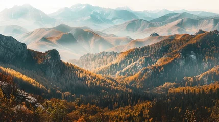 Fotobehang Mountains in the morning © Yelena
