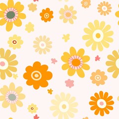 Seamless pattern of cute cartoon elements in vintage colors. Suitable for children's textiles, wallpaper, scrapbooking, wrapping paper