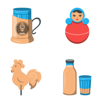 USSR symbols flat icon set