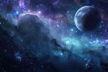 Obraz na płótnie Canvas Planets and galaxy, science fiction wallpaper. Beauty of deep space. Billions of galaxies in the universe Cosmic art background