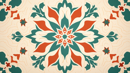 Classic Red and Green Floral Arabesque Wallpaper Design