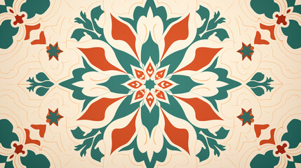 Classic Red and Green Floral Arabesque Wallpaper Design
