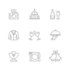 Set line icons of wedding