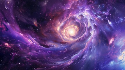 Beneath a swirling nebula of vibrant purples and blues, astronauts conducted experiments in a zerogravity lab, their discoveries holding the key to intergalactic travel - obrazy, fototapety, plakaty