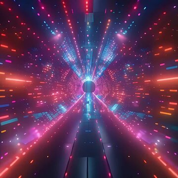 Exploring Futuristic Digital Spaces, A Journey Through 3D Technological Tunnels in Motion Graphics.
