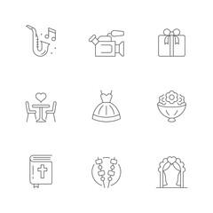 Set line icons of wedding