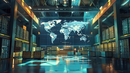 Global Logistics Center world map wall