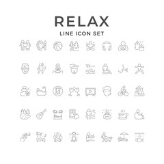 Set line icons of relax