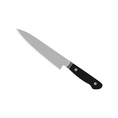 Sujihiki or Sujibiki Japanese kitchen knife flat design vector illustration isolated on white background. A traditional Japanese kitchen knife with a steel blade and wooden handle.