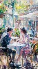Impressionist business meeting soft brush strokes