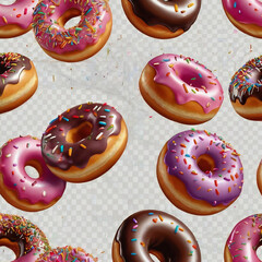 Donuts isolated on transparent background 