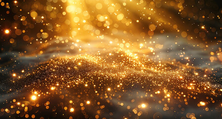 Gold lights rays scene background. Generative AI.