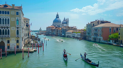 Grand Canal and Basilica Santa Maria della Salute  - obrazy, fototapety, plakaty
