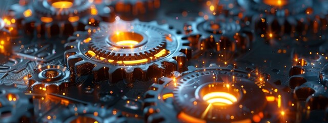Futuristic technology background with gears