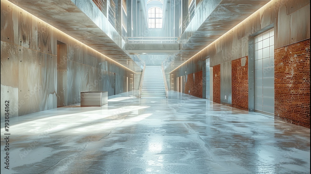 Poster walls in building interior. generative ai.