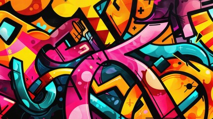 Obraz premium Abstract vibrant graffiti art with colorful swirls and patterns.