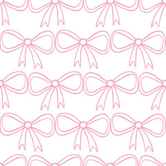 Gift Bows Seamless Pattern. Ribbon Vintage Doodle 