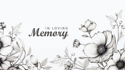 Naklejka premium condolence card with flower in loving memory illustration