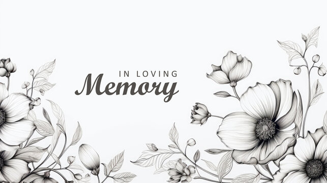 Naklejki condolence card with flower in loving memory illustration