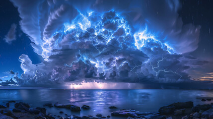 巨大な雲と雷の風景