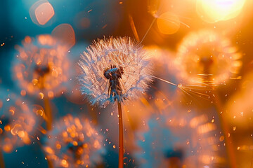 Abstract blurred nature background dandelion