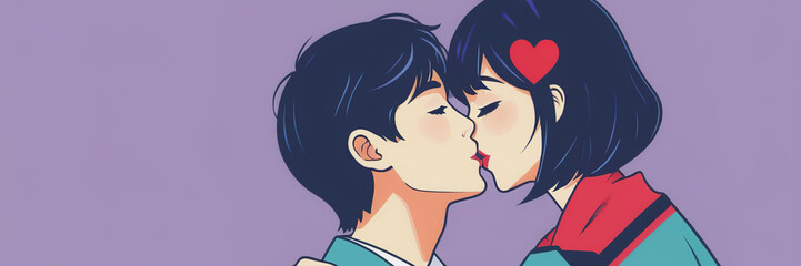 international kissing day concept illustration comics cartoon image