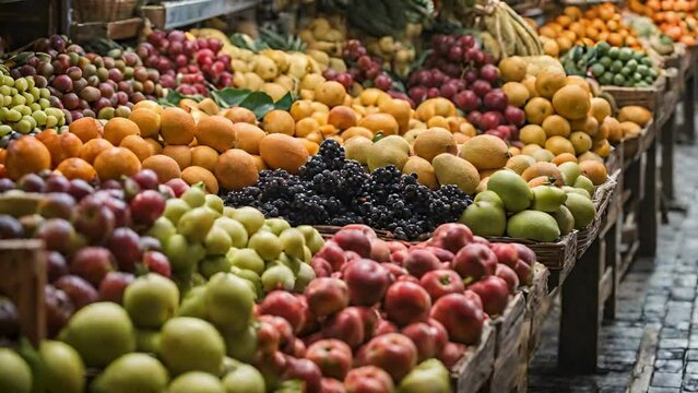 Seller Arranges Fruits On Display At Streets