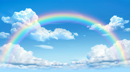 真夏の入道雲と虹