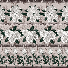 Seamless vintage floral pattern design.greek pattern design.