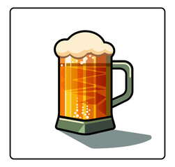 A beer mug with beer. A colorful sketch for the design 
of a pub or bar menu. A vector image.