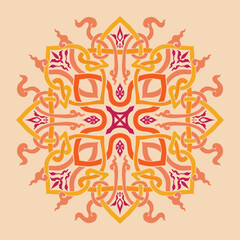 Flower seamless pattern orange tone and light orange background set 6 number 5